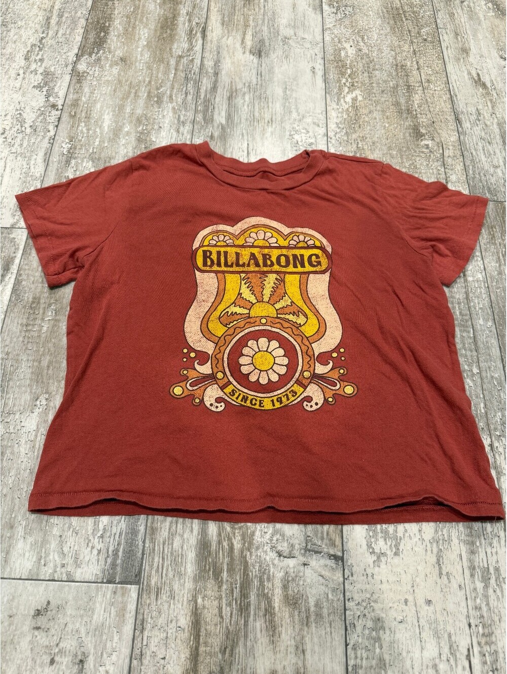 Billabong Womens L Since 1973 Retro Graphic T Shirt Surf Boho